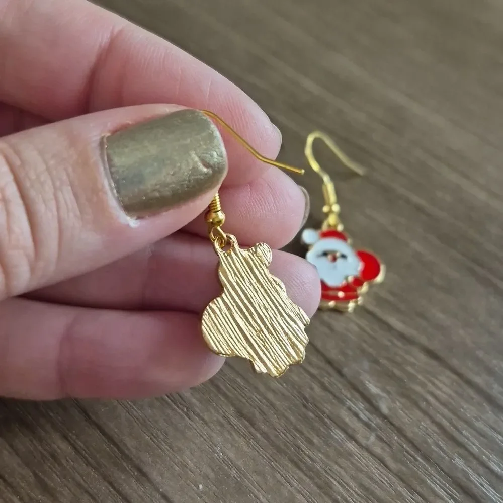 Festive Holiday Santa Full Body Earrings